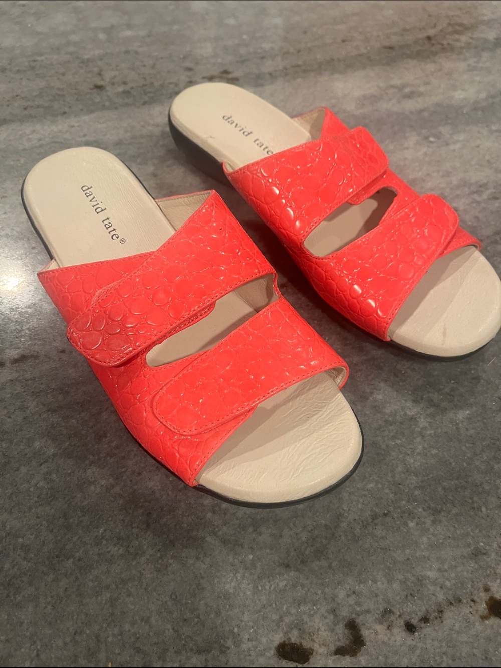 David Tate Coral-Textured Double Strap Slide Sandals